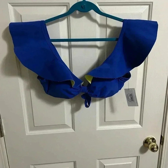 Eloquii Drama Ruffle Bikini Top Contrasting Blue Lime NWT 12 - Picture 1 of 6